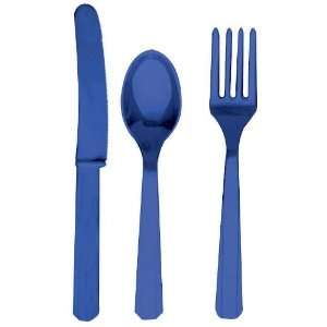  Bright Royal Blue Forks, Knives and Spoons (8 each) Party 