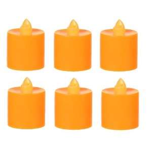  Battery Operated Orange Plastic Votive Candles   Box of 6 