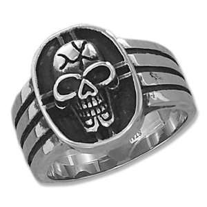    Stainless Steel Mens Cracked Skull Ring (size 11). Jewelry