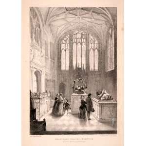  1849 Stone Lithograph Beauchamp Chapel Warwick St. Mary 