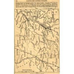 Civil War Map Griersons route from La Grange to Baton Rouge. April 17 