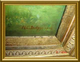 ANTIQUE French SIGNED Hippolyte Delpy 1890 Oil Painting  
