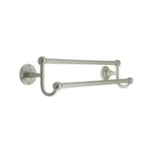   Brass Double Towel Bar with Ribbon and Reed Rosettes in Satin Nickel