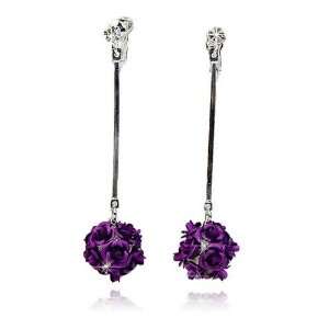  Romantic Ball Flower Fashion Earrings (Lavender) Jewelry