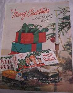   Christmas Ad Phillip Morris Cigarette Carton with Lucy & Desi on it
