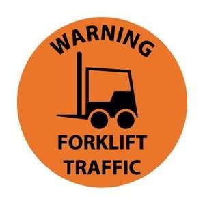 WFS35   Floor Sign, Walk On, Warning Forklift Traffic, 17 Diameter 