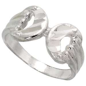    Sterling Silver Diamond Cut Horse Bit Design Ring, size 6 Jewelry