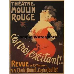 Moulin Rouge Excitant Lady Red Dress Flowers Theater Theatre 16 X 22 