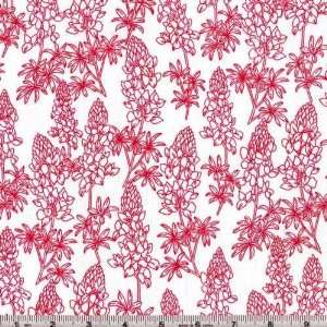  45 Wide Moda Blue Bonnet Trail Floral White/Red Fabric 