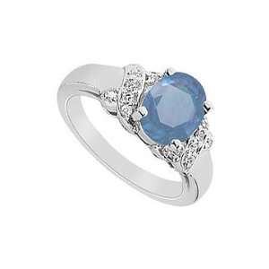  Diffuse Sapphire and Cubic Zirconia Ring  10K White Gold 