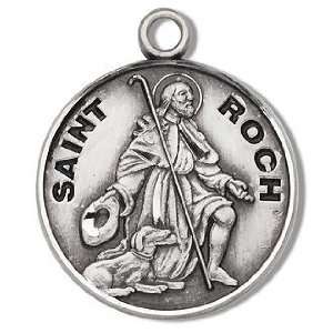  Round St Roch Pendant   Silver Jewelry
