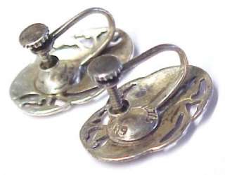 Vintage SIAM Niello Sterling Silver Screw Back Earrings  