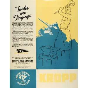  1942 Ad Kropp Forge Miliary Tanks Forgings WWII Tools War 