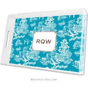  Boatman Geller Lucite Trays   Chinoiserie Turquoise (Large 