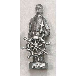  St. Brendan 3 Patron Saint Statue Genuine Pewter Catholic 