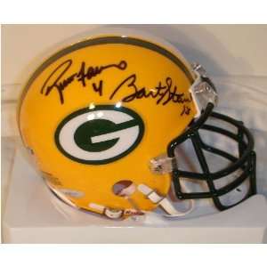  Brett Favre & Bart Starr Autographed Mini Helmet Sports 