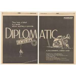  1980 Diplomatic Immunity Movie Promo 2 Page Trade Print Ad 