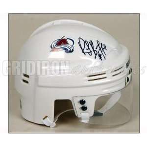  Ray Bourque Avalanche White Mini Helmet   Autographed NHL 