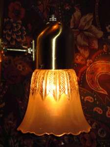 Vintage Hollywood Regency Tension Pole Lamp with 3 Way Glass Light 