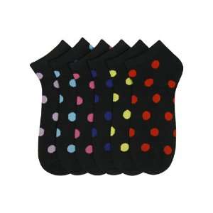 HS Women Fashion Ankle Socks Black and Colorful Poker Dot Design (size 