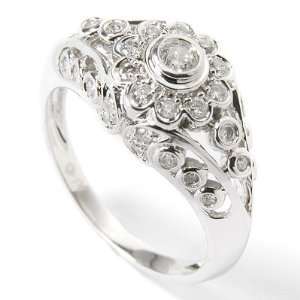  14K White Gold Diamond Estate Ring Jewelry