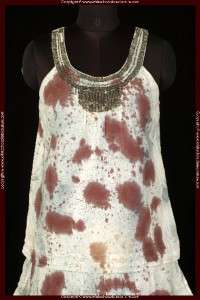 NEW White Chocolate Printed Embellished Cotton Dress Medium M 6  