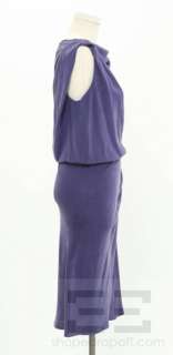 Poleci Purple Silk Gathered Wrap Style Dress Size 6  