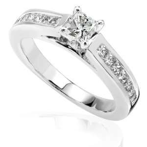  1 Carat TW Princess Diamond Engagement Ring in 14kt Gold 