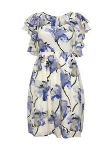 Paul & Joe Sister Beauty Lily Print Ruffle Silk Dress 38 NWT  
