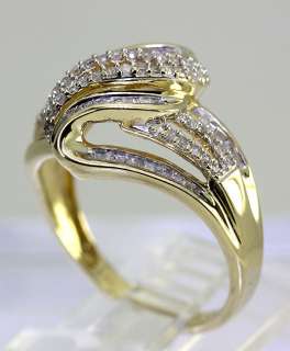 SHIMMERING .85CT 100 ROUND BAGUETTE DIAMOND YELLOW GOLD 4 ROW WAVE 
