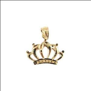  14k Yellow Gold, Tiara Crown Pendant Charm 15mm Wide 