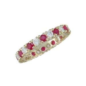     size 13.75 14K Yellow Gold Ruby and Diamond Eternity Ring Jewelry