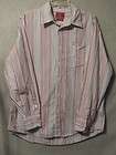 Z1358 Lucky Brand White & Multi Colored Striped Dress Shirt Mens Large