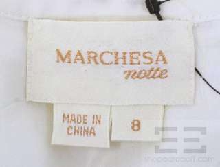 Marchesa Notte White Silk & Black Beaded Trim Shift Dress Size 8 