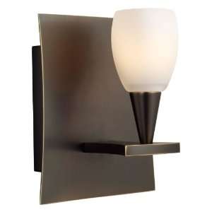   Light Wall Sconce, Hand Brushed Old Bronze with Satin White Glass