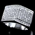 Size 8 New Mens Ring 925 Sterling Silver Gold Plated Iced Out CZ Hip 