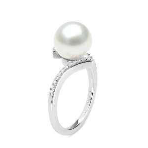 White South Sea Pearl and Diamond Bliss Ring 9.0 10.0mm 14K Gold   14K 