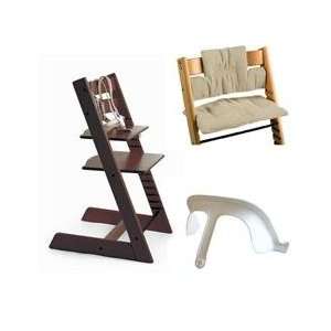 Stokke Tripp Trapp High Chair, Cushion, and Baby Rail   Walnut with 