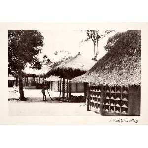  1927 Print Mangbetou Tribe Village Grass Huts African 