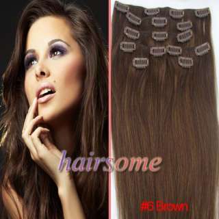 ~7pcs 18 Clip In Straight Remy Human Hair Extensions #1b 