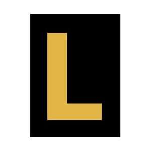 RL15L   Letter, L, 1.5 Reflective Yellow Black, Pressure Sensitive 