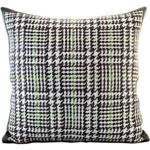  Lance Wovens Prince of Wales Lime Leather Pillow