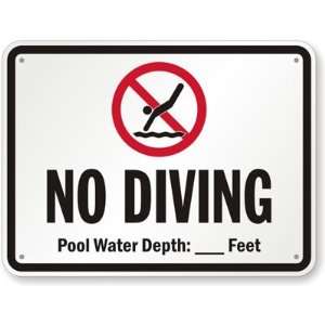  No Diving, Pool Water Depth_____ Feet (with Graphic) High 