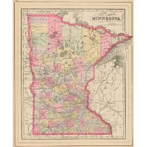  Wanamaker 1895 Antique Map of Minnesota