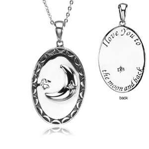  Love You To The Moon Necklace in Sterling Silver Jewelry
