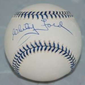  Autographed Whitey Ford Baseball   vintage DiMaggio 