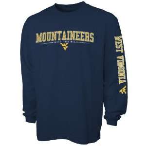 West Virginia Mountaineers Navy Blue Team Standard Long Sleeve T shirt 