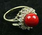 Nice Red Shell Pearl Jewelry Ring Size 6 8 Q124  