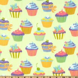  54 Wide Poly/Cotton Scrub Cupcake Mint Fabric By The 