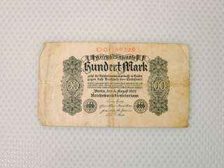 Description 1922 Germany Ein Hundert Mark $100 Bill Note Currency